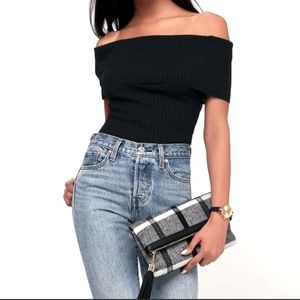 <Free People> Ribbed Off-The-Shoulder Bodysuit